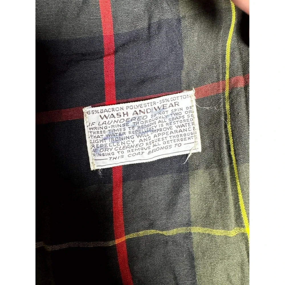 Vintage‎ Plymouth Trench Coat Mens Black Plaid Lined Notch Lapel Single Breasted